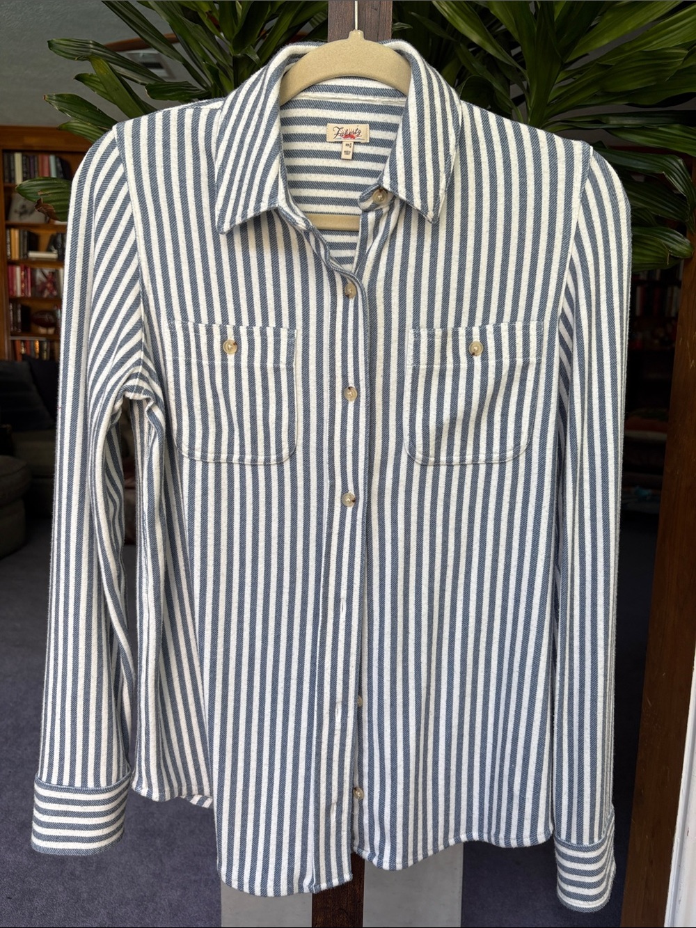 Faherty Legend Striped Long-Sleeve Button-Front Shirt - Blue & White